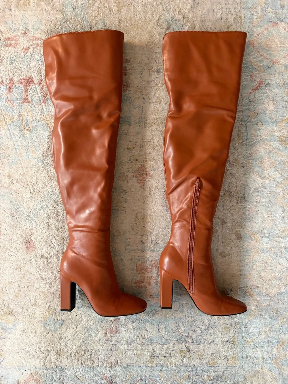 KAYLEEN By Los Angeles Chestnut Over-the-Knee Block Heel Boots